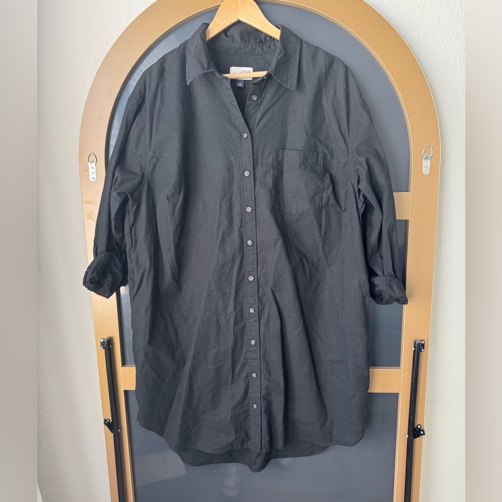 Universal Thread Long Sleeve Mini Shirtdress Blac… - image 1